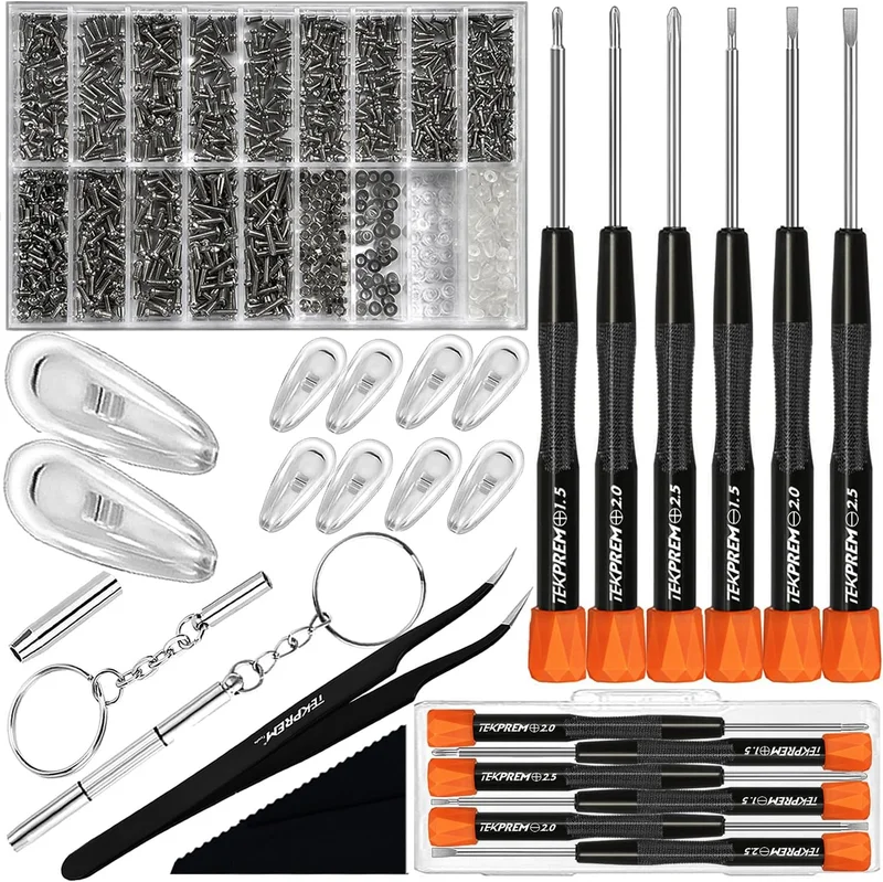 Eyeglass Repair Tools Kit, TEKPREM Glasses Screwdriver Set with Screws,placement
