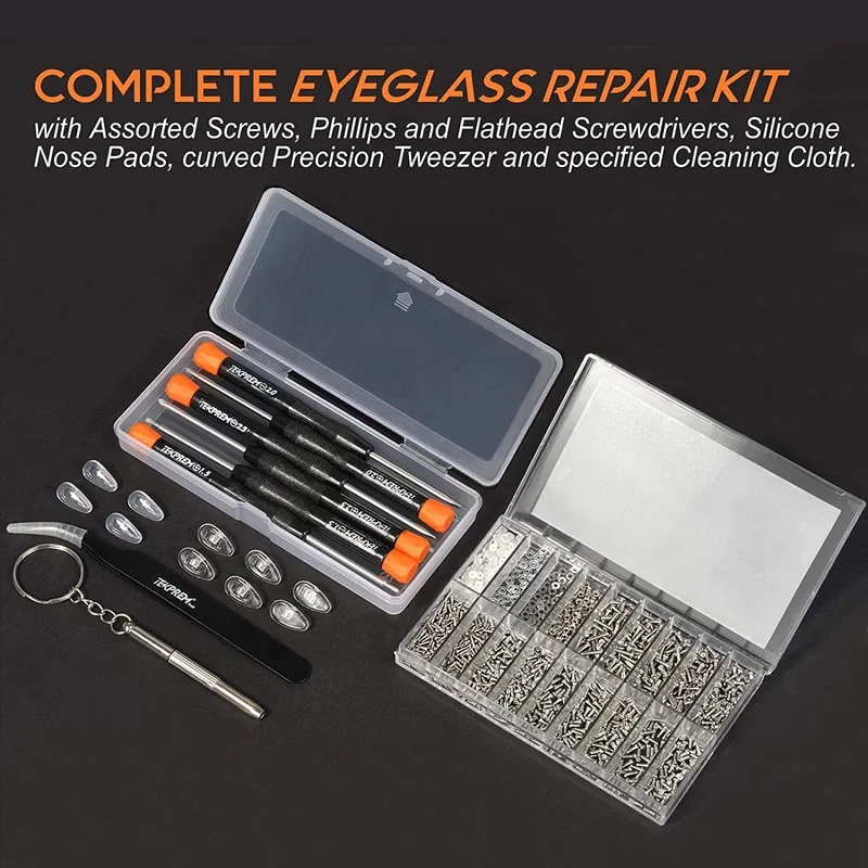 Eyeglass Repair Tools Kit, TEKPREM Glasses Screwdriver Set with Screws,placement 3