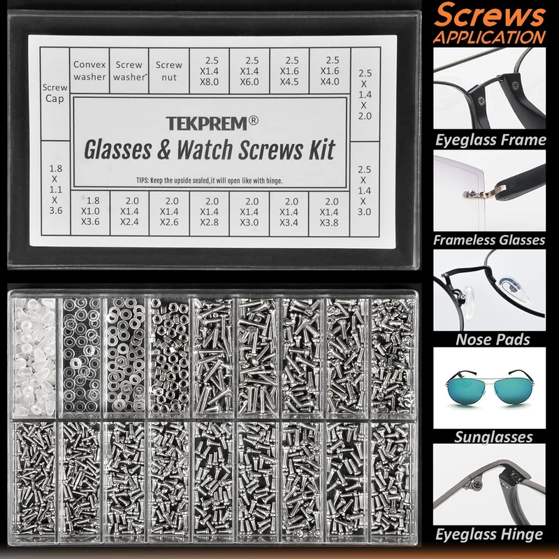 Eyeglass Repair Tools Kit, TEKPREM Glasses Screwdriver Set with Screws,placement 4