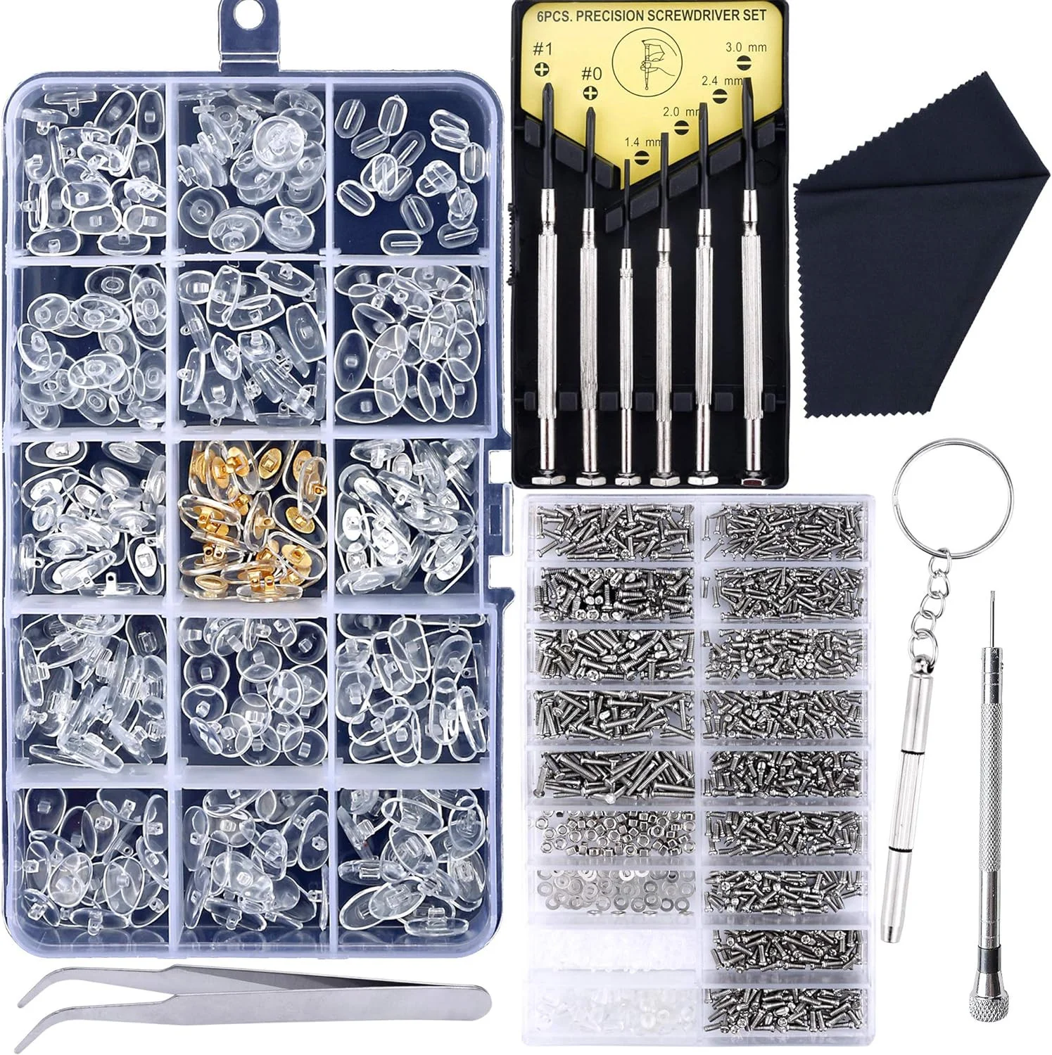 EyeGlass Repairing Kit Steel Screwdriver with 15 Types of Screws Repair Tool Set 4