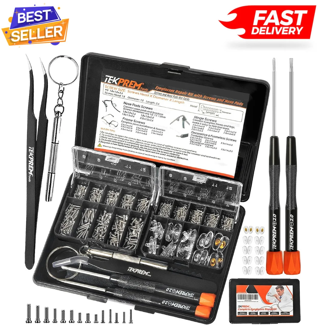 Magnetic Eyeglass Repair Kit, Eye Glasses Screws,Tweezer Screwdriver Nose Pads