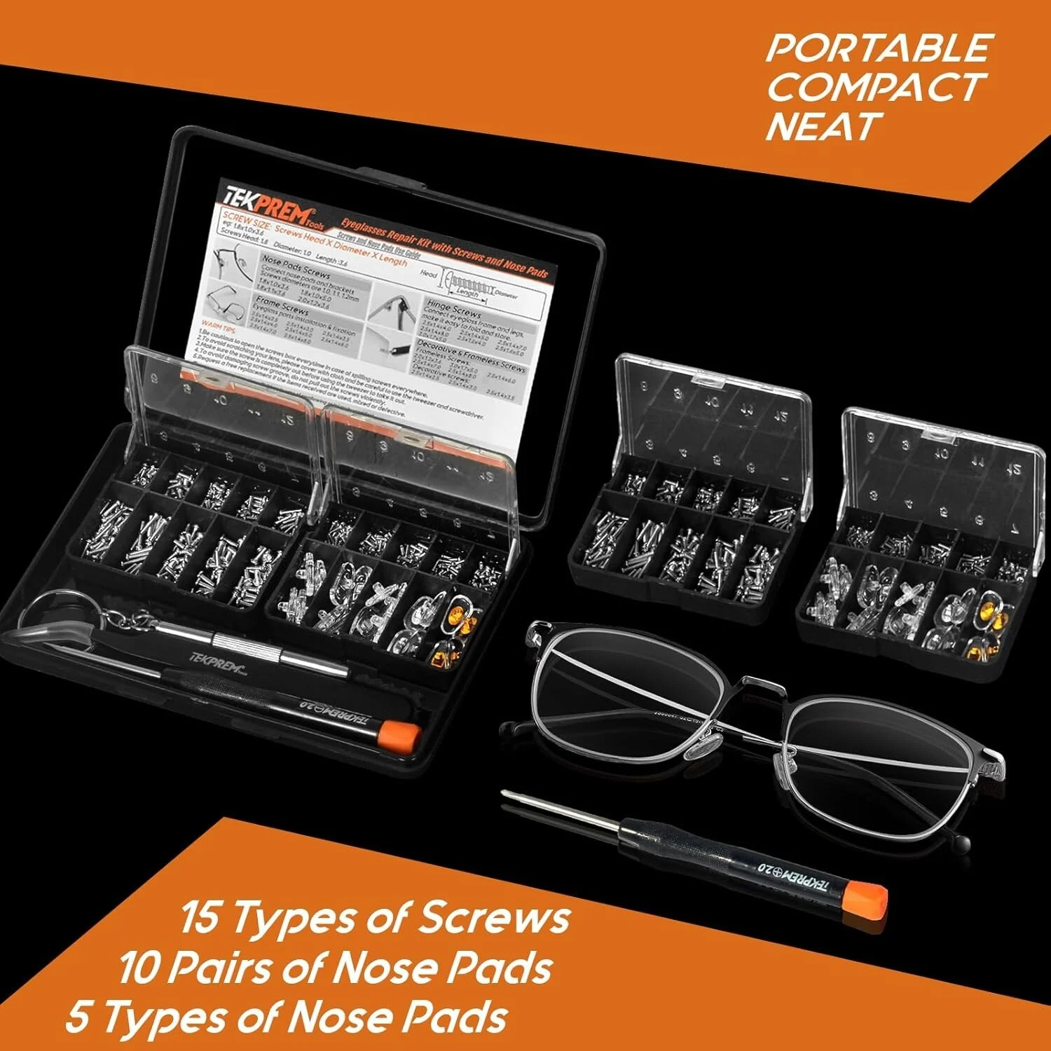Magnetic Eyeglass Repair Kit, Eye Glasses Screws,Tweezer Screwdriver Nose Pads 2