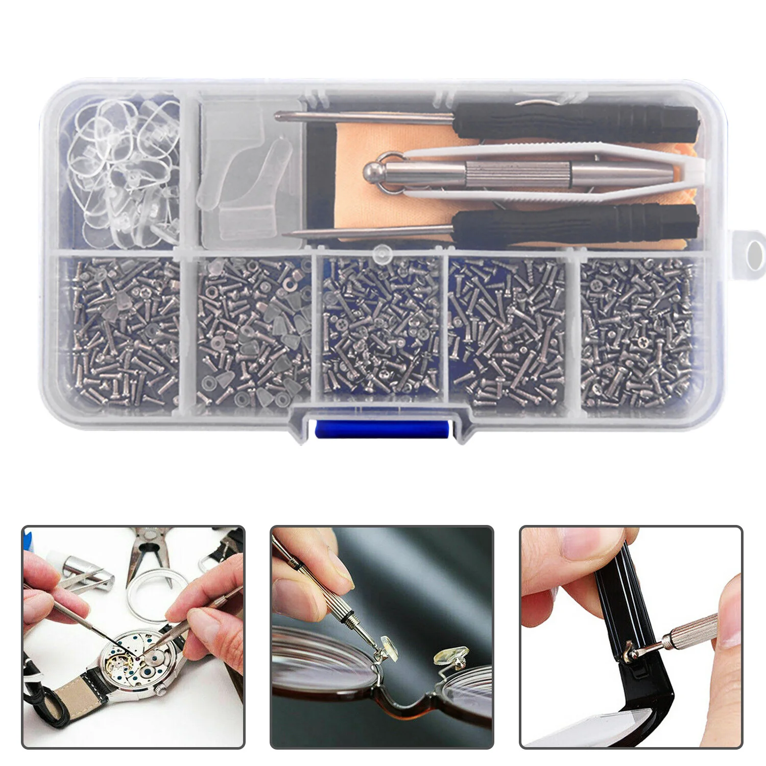 Screw Nut Nose Pad Optical Repair Tool Assorted Kit Set For Eyeglass Sun Glasses